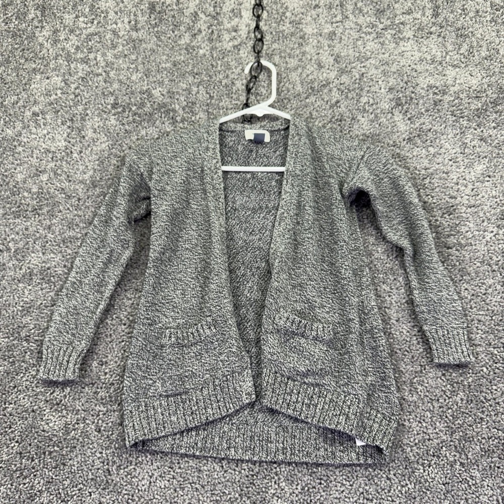 Old Navy Sweater Cardigan Girls 6-7 Gray Open Front Knit Long Sleeve Casual Fall